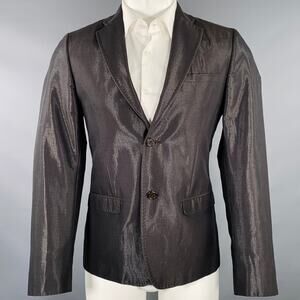 GAZZARRINI Size 38 Black Silver Shimmery Cotton Blend Sport Coat